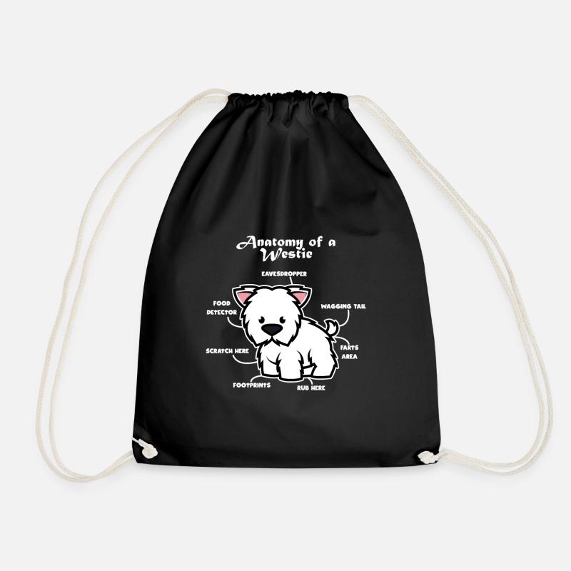 Anatomy of a west highland white terrier - Drawstring Bag - black