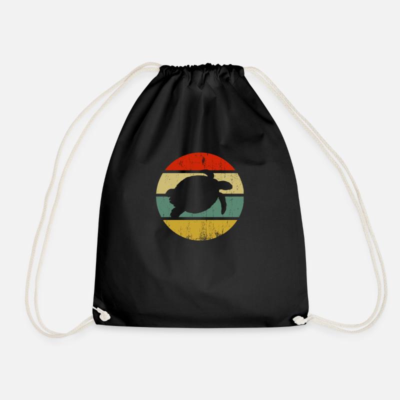 turtle - Drawstring Bag - black