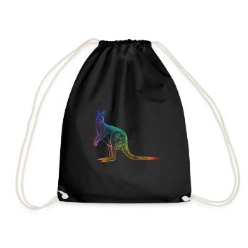 Kangaroo outline contour colorful Australia - Drawstring Bag - black - Front