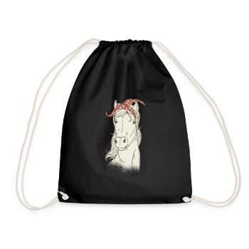 Horse Lover Riding Horseback Horse Girl and Women - Drawstring Bag - black - Front