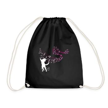 Cat catches music notes - Drawstring Bag - black - Front