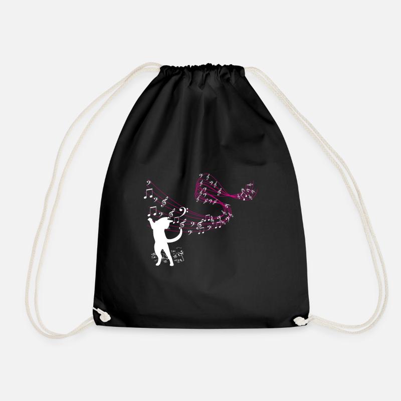 Cat attrape des notes de musique - Sac de sport léger - noir