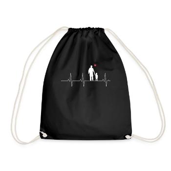 Père et fils rythme cardiaque ECG look partenaire de fréquence - Sac de sport léger - noir - Devant