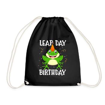 Schalttag Geburtstag geboren 29. Februar Lustiger Frosch - Turnbeutel - Schwarz - Vorne