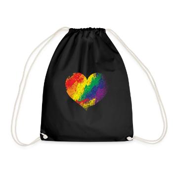 Pride Heart Heart LGBTQIA Community Flags - Drawstring Bag - black - Front
