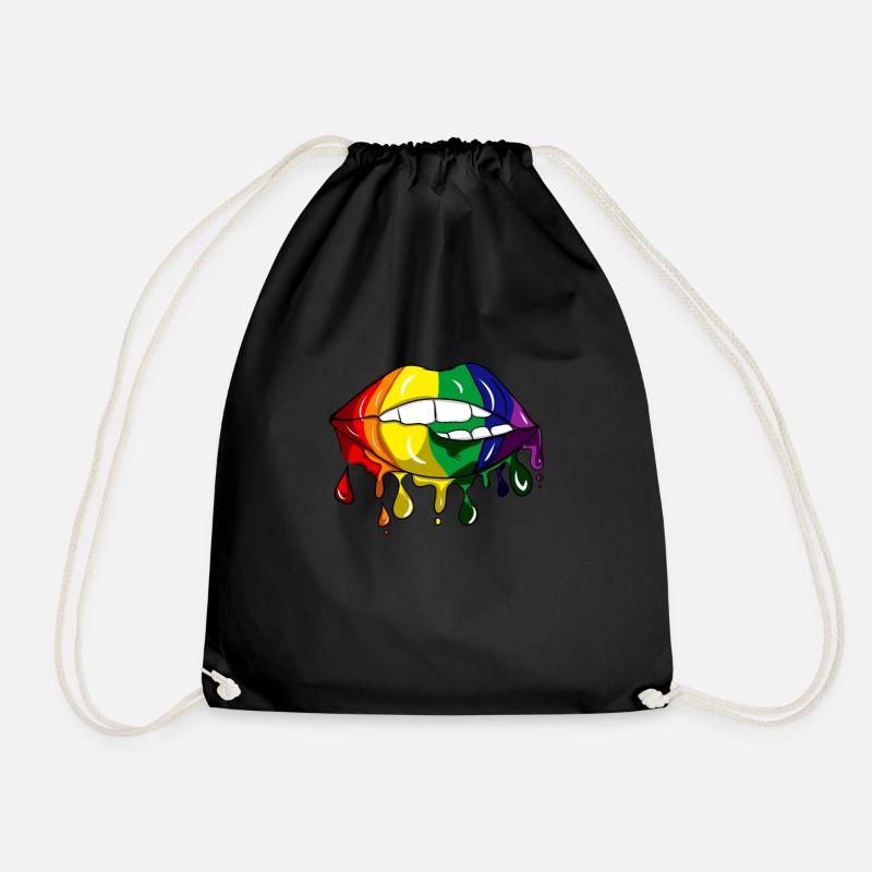 LGBT Lips Merch - Drawstring Bag - black
