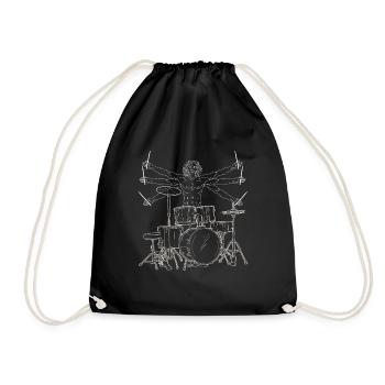Vitruvian drummer - Drawstring Bag - black - Front