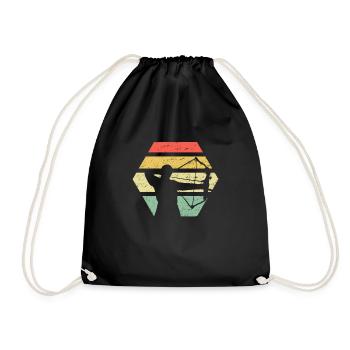 Archery Bow Hunting Retro - Drawstring Bag - black - Front
