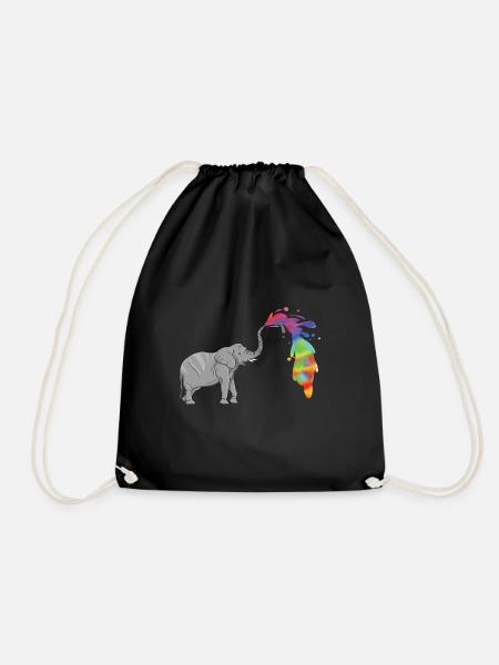 Elefant Bunte Fontäne - Turnbeutel - Schwarz