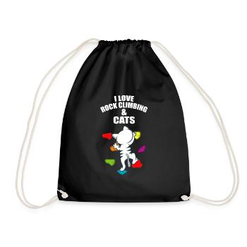 I Love Rock Climbing And Cats Kletterer und Katze - Turnbeutel - Schwarz - Vorne