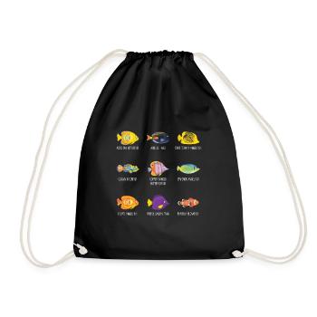 Tropical fish anemonefish angelfish - Drawstring Bag - black - Front