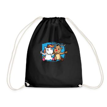 Amitié de renne licorne - Sac de sport léger - noir - Devant