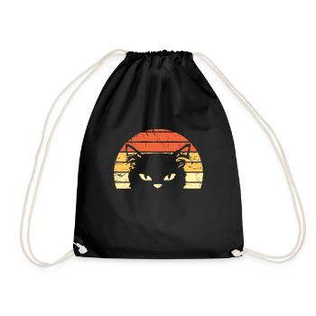cat - Drawstring Bag - black - Front