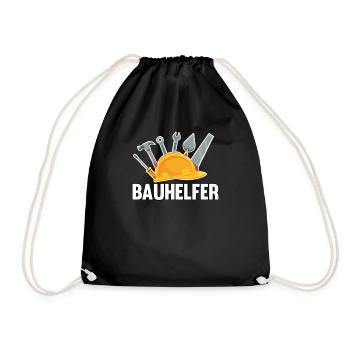 Bauhelfer Haus Bau Bauleiter Bauleiterin - Turnbeutel - Schwarz - Vorne