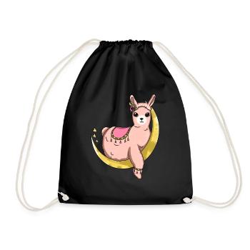 Alpaca moon llama cute pet andean animal gift - Drawstring Bag - black - Front