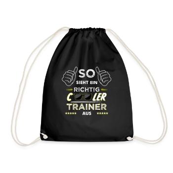 Cooler Trainer Coach Fußball Basketball Geschenk - Turnbeutel - Schwarz - Vorne