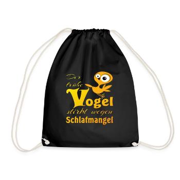 Der fruehe Vogel - Turnbeutel - Schwarz - Vorne