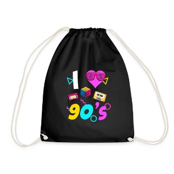 90s 90s 80s 80s - Drawstring Bag - black - Front