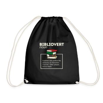Bibliovert Books Humor Bookworm Humor - Drawstring Bag - black - Front