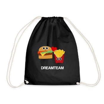 Burger fries fast food dream team gift idea - Drawstring Bag - black - Front