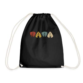Gitarre Gitarrist Plecktrum Retro Vintage Geschenk - Turnbeutel - Schwarz - Vorne