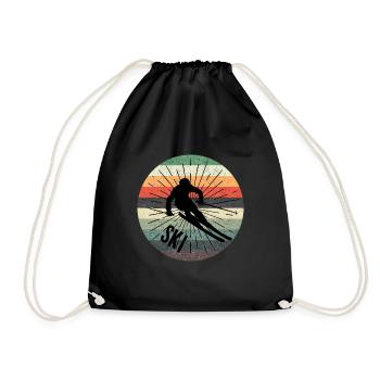 T-shirt d'hiver ski rétro ski montagne - Sac de sport léger - noir - Devant