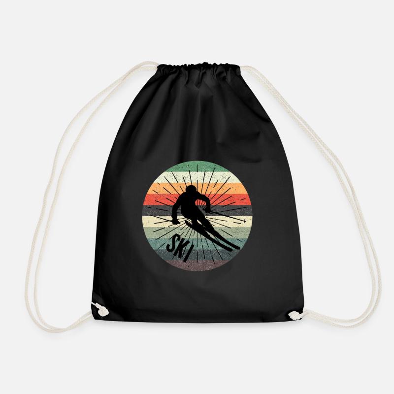 Ski Retro Skifahren Berg Winter Geschenk Tee - Turnbeutel - Schwarz