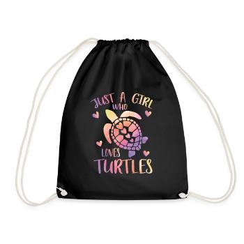 just a girl who loves turtles - Drawstring Bag - black - Front