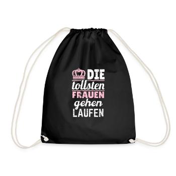Frauen Mädchen Läufer Shirt Sport Geschenkidee - Turnbeutel - Schwarz - Vorne