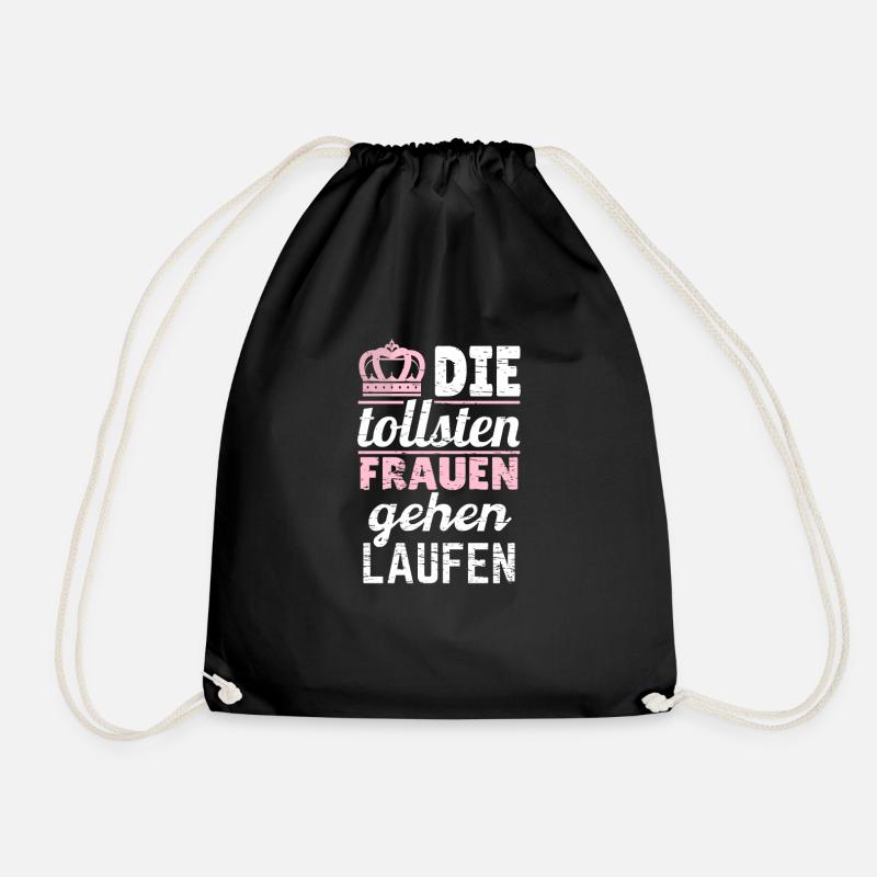 Frauen Mädchen Läufer Shirt Sport Geschenkidee - Turnbeutel - Schwarz