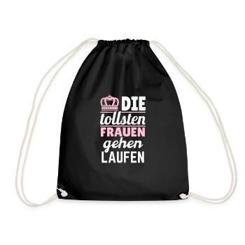 Frauen Mädchen Läufer Shirt Sport Geschenkidee - Turnbeutel - Schwarz - Vorne