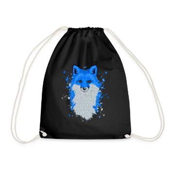 Blue fox forest animal - Drawstring Bag - black - Front