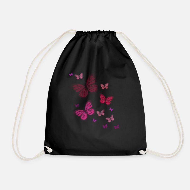 Butterfly Butterfly Butterfly children - Drawstring Bag - black