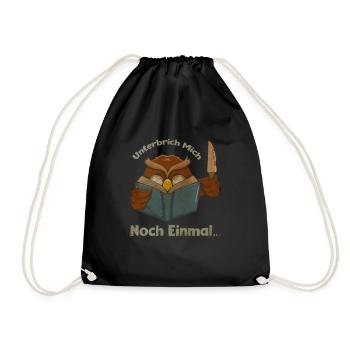 Lesen Eule Lustig Bücherwurm Buch Fans Geschenk - Turnbeutel - Schwarz - Vorne
