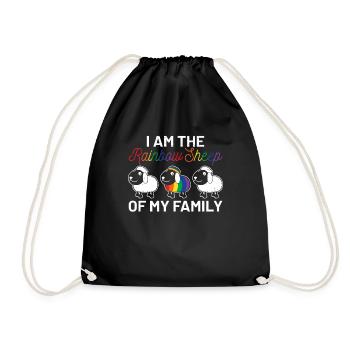 Rainbow Sheep Equality Sign LGBTQIA Cloths - Drawstring Bag - black - Front