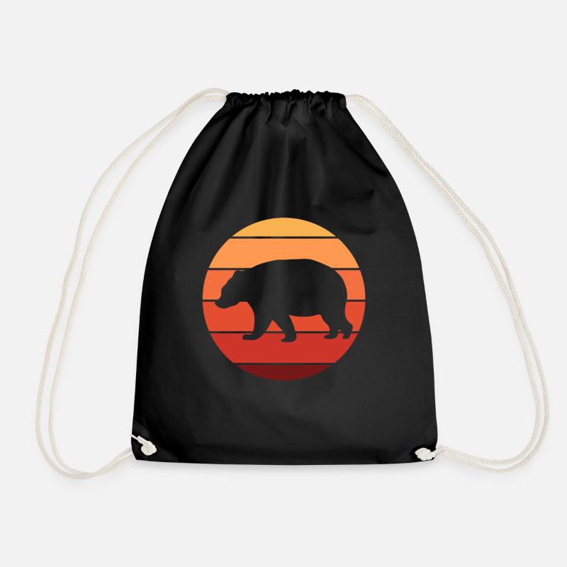 Bear wild animal - Drawstring Bag - black