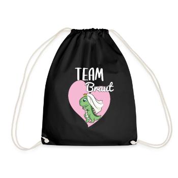 Team Braut Bride JGA Gruppe Dino Dinosaurier - Turnbeutel - Schwarz - Vorne