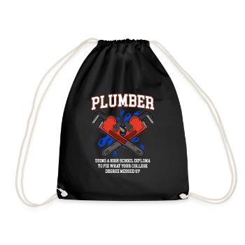 funny plumber - Drawstring Bag - black - Front