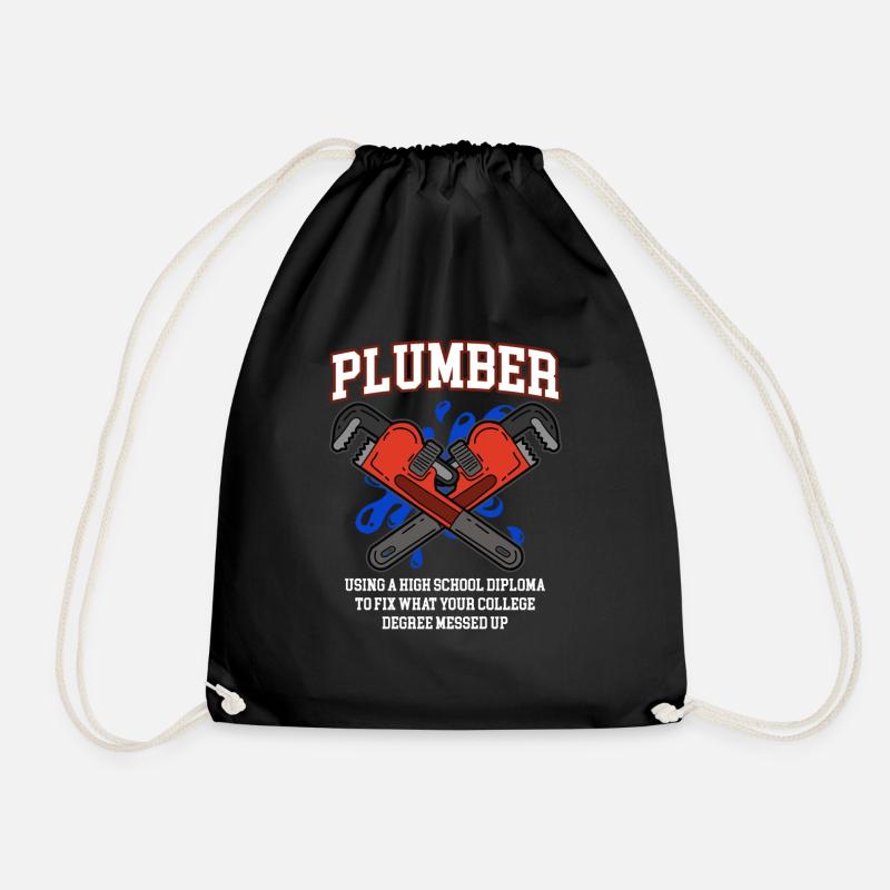 funny plumber - Drawstring Bag - black