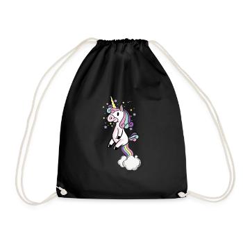 Unicorn Farts Funny Cool Gift - Drawstring Bag - black - Front