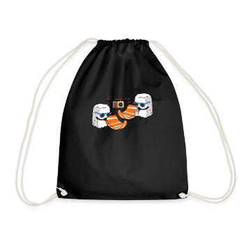 Sommer Sushi Handtuch Sonnenbrille Sushi Geschenk - Turnbeutel - Schwarz - Vorne