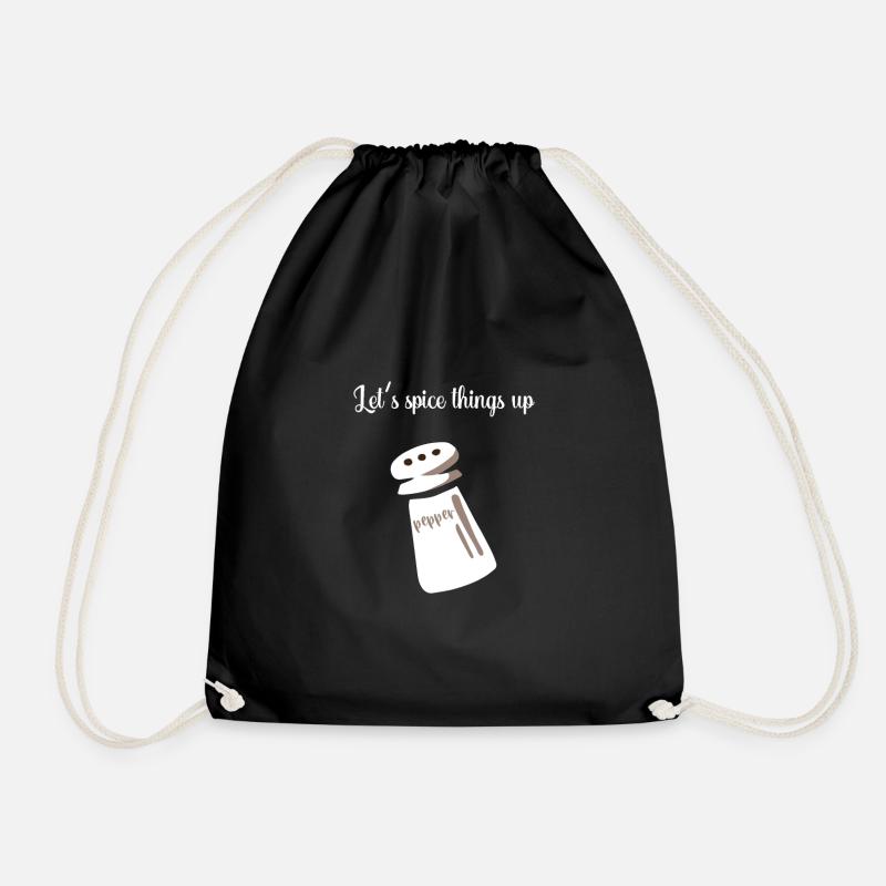 Salt and pepper Valentine's Day gift pepper - Drawstring Bag - black