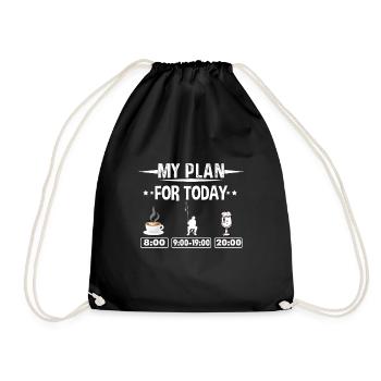 My plan for morning coffee fishing and beer - Drawstring Bag - black - Front