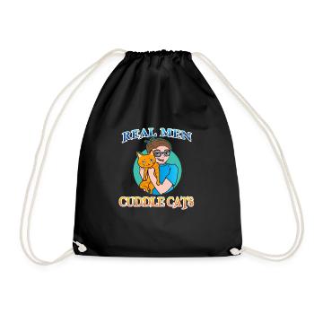 Real Man Cuddle Cats - Drawstring Bag - black - Front