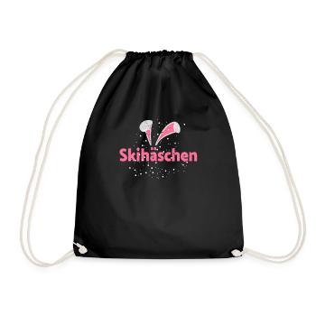 Skihäschen Skihaserl - Turnbeutel - Schwarz - Vorne