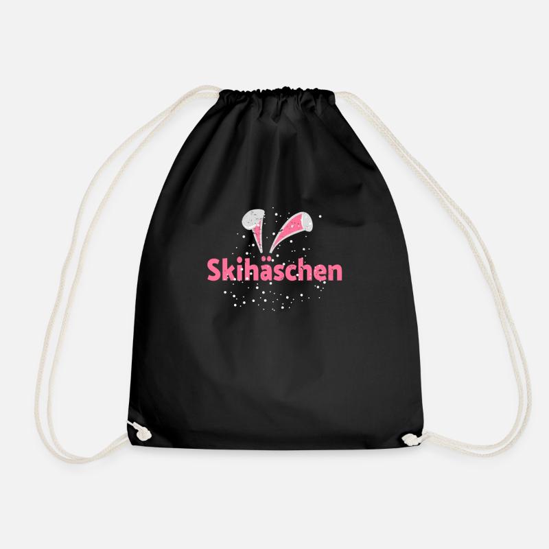 Skihäschen Skihaserl - Turnbeutel - Schwarz