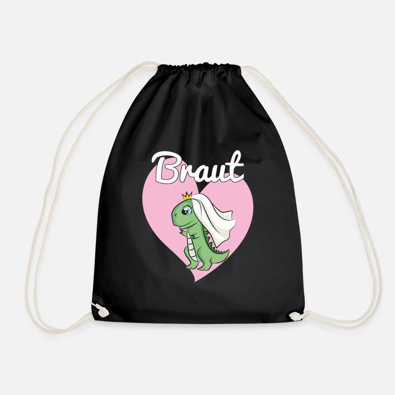 Braut Bride to be JGA Dino Dinosaurier Geschenk - Turnbeutel - Schwarz