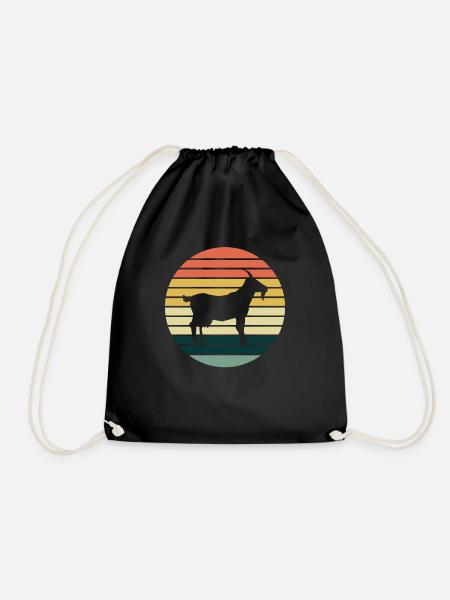 Goat billy goat billy goat retro - Drawstring Bag - black