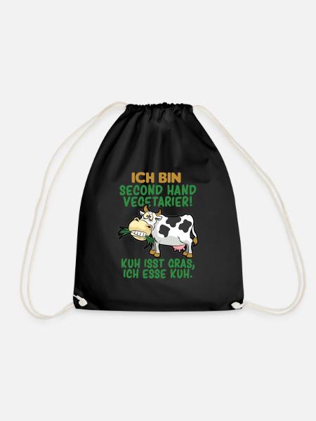 SECOND HAND VEGETARIER FLEISCHESSER HUMOR - Turnbeutel - Schwarz