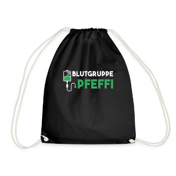 Blutgruppe Pfeffi Geschenk - Turnbeutel - Schwarz - Vorne